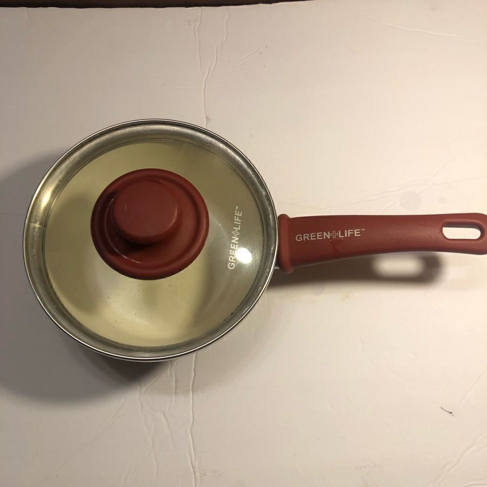 Green Life red enamel cookware. 1.5 qt